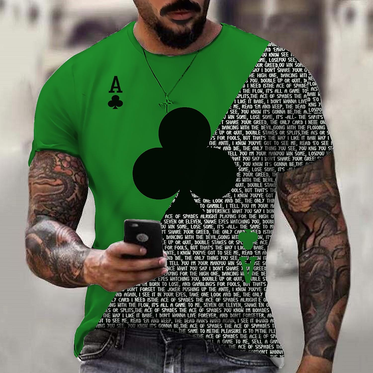 Męskie Dla obu płci Wzory graficzne Poker Koszula Podkoszulek Koszulki Krótki rękaw Podkoszulek Druk 3D Okrągły dekolt Koszula Designerskie Codzienny Duży i wysoki Codzienny Święto Jasnożółty 2025 - $15.99 –P8