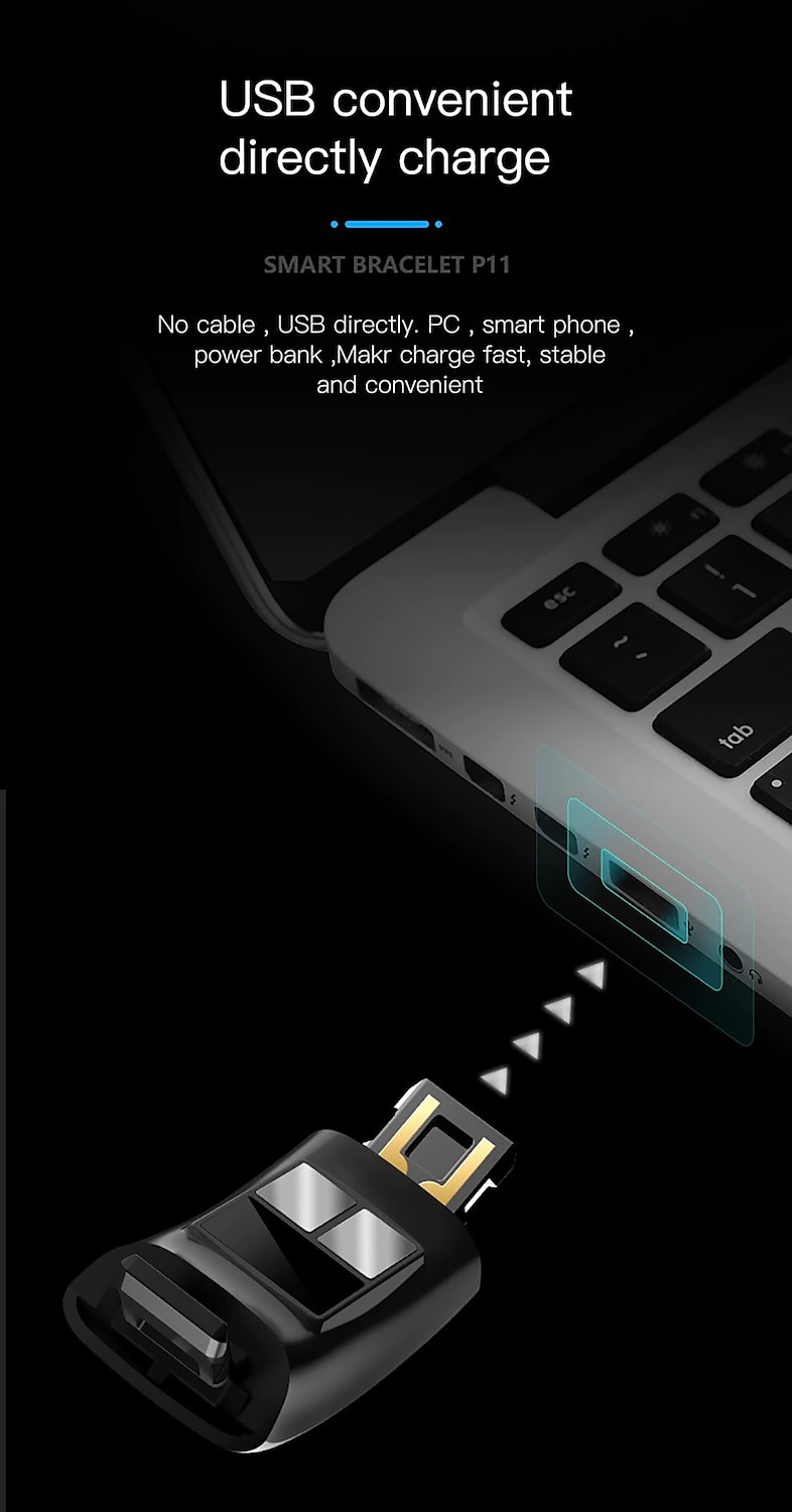 P11 PLUS Умные часы 0.96 дюймовый Умные браслеты ЭКГ + PPG Педометр Напоминание о звонке Фитнес-трекер Датчик для отслеживания активности Совместим с Android iOS IP 67 Женский Мужчины 2025 - $47.99 –P3