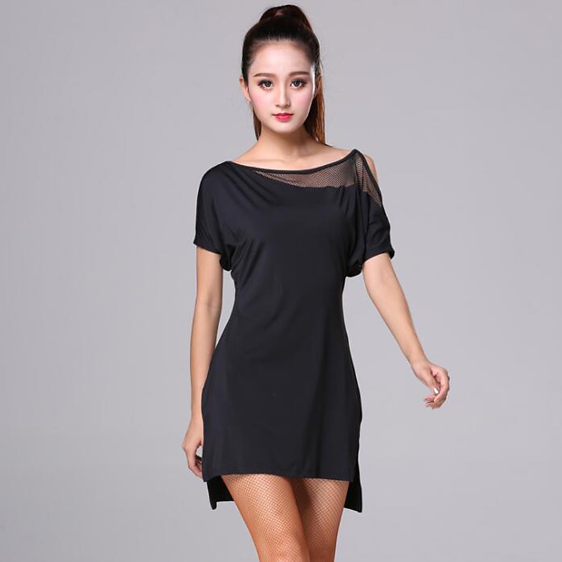 Danse latine Robe Creuse Couleur Pure Femme Utilisation Entraînement Manche Courte Taille haute Elasthanne de 2025 ? $24.99 –P2