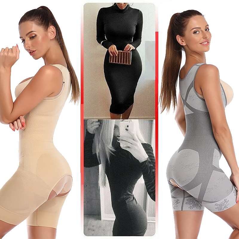 Women Open Crotch Compression Bodysuit Slim Shapewear Corset Body