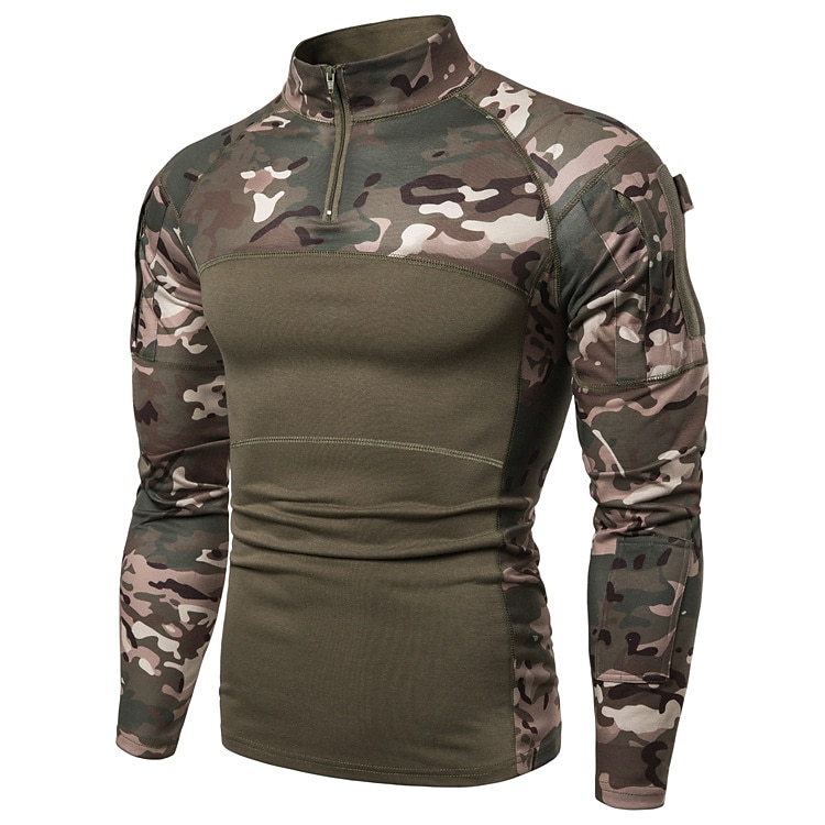 Herr Stridskjorta Jakt-T-shirt med kamouflagemönster Taktisk militärskjorta Kamouflage Långärmad Utomhus Vår Höst Snabb tork Svettavvisande Bekväm Andningsfunktion Överdelar Polyester Camping 2025 - $18.49 –P4