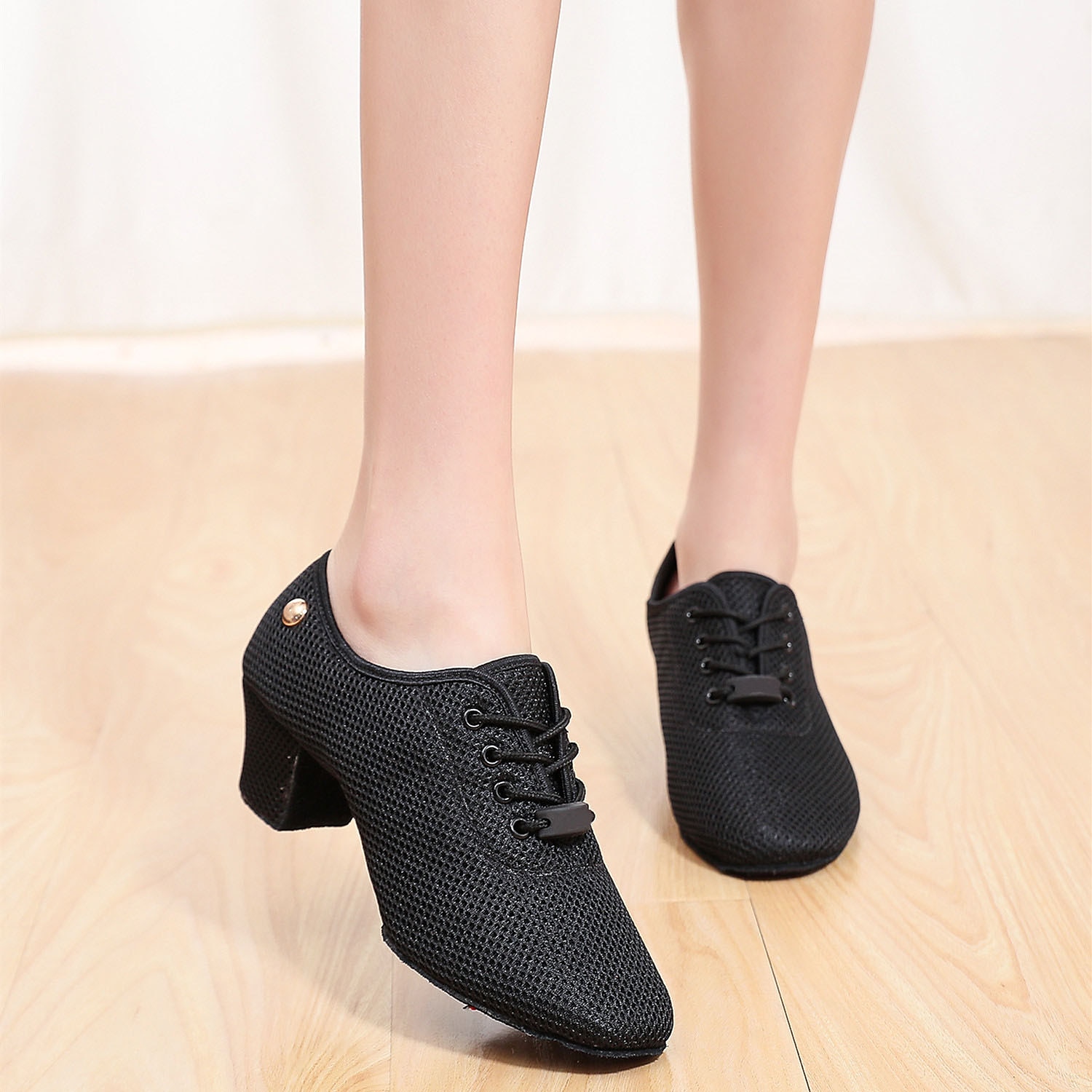 pantofi de dans jazz pentru damă, din plasă respirabilă, cu design cu șireturi și talpă confortabilă cu toc, pentru sală de bal și sesiuni de antrenament 2025 - $34.99 –P1