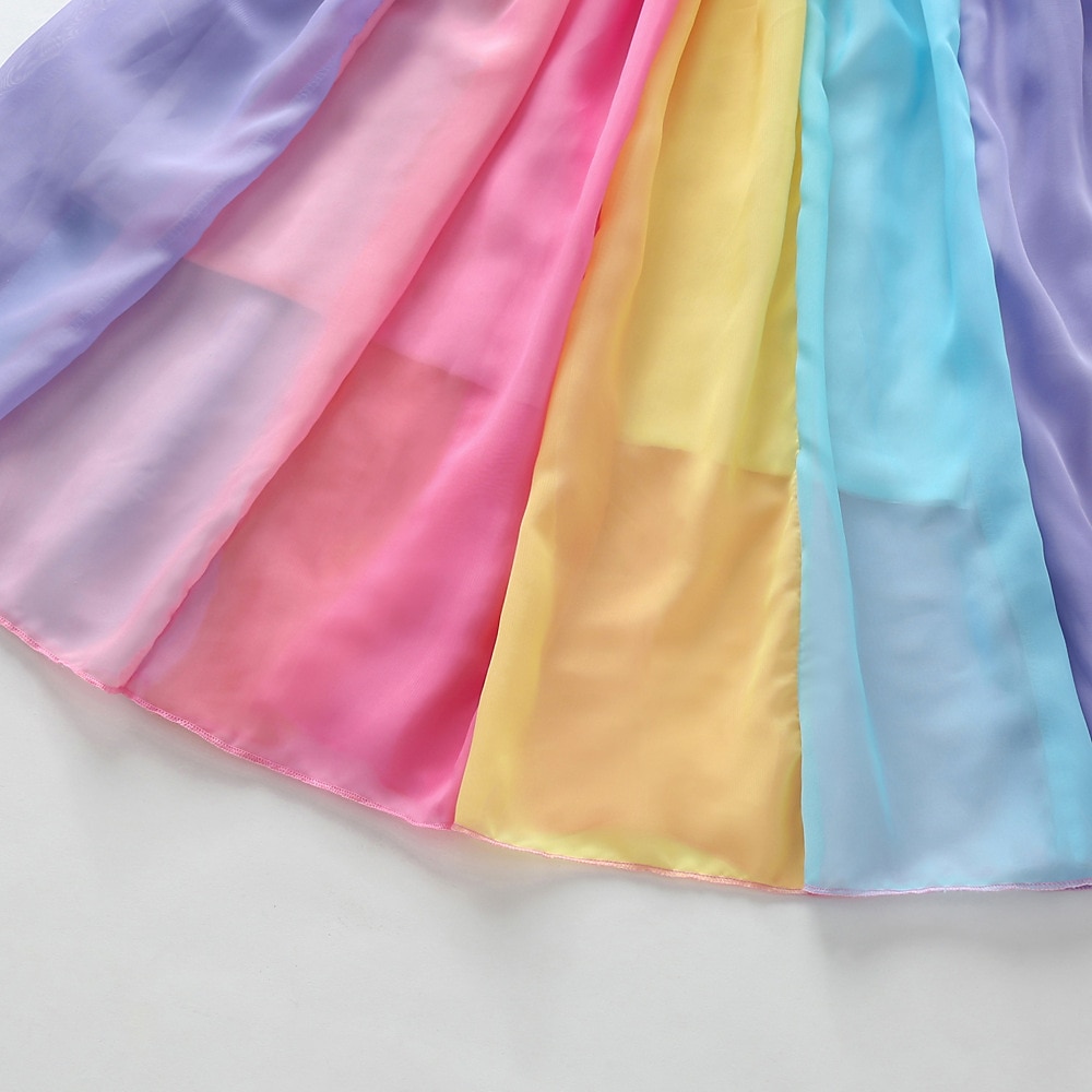 Brzdąc Dla dziewczynek Sukienka Kolorowy blok Tęczowy Długi rękaw Ślub Rocznica Prezenty bożonarodzeniowe Niejednolita całość Elegancja Boho Piękny Bawełna Poliester Maxi Sukienka tiulowa Jesień Zima 2025 - $27.99 –P6
