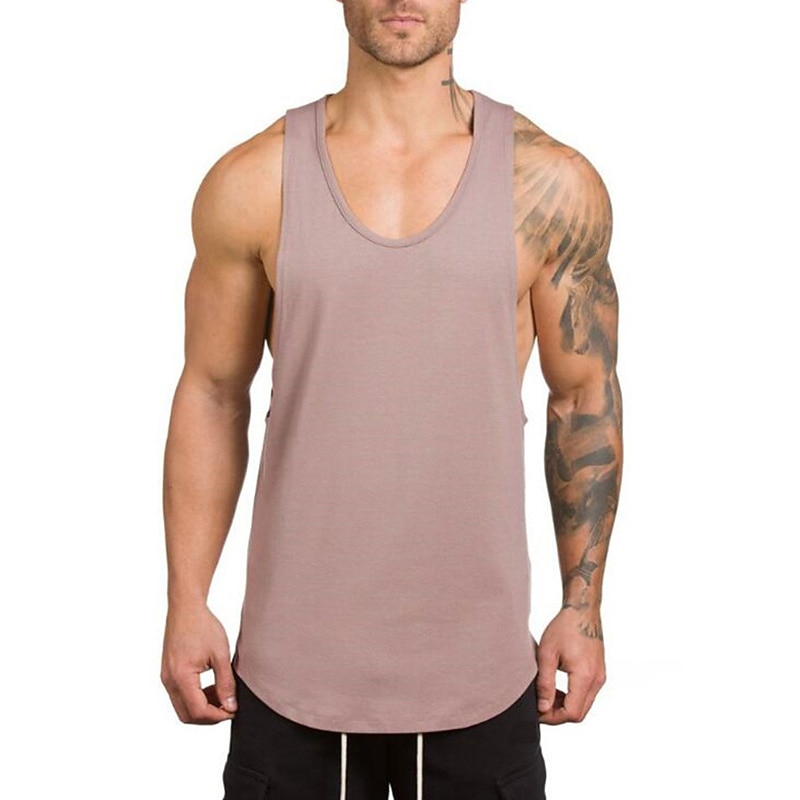 Men's Running Tank Top Workout Tank Sleeveless Vest / Gilet Summer Cotton Breathable Quick Dry Yoga Fitness Running Sportswear Activewear Black White Green 2026 - $13.99 –P9