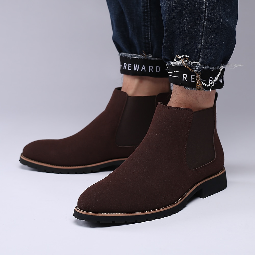 Men's Boots Chelsea Boots Casual Classic Daily PU Booties / Ankle Boots Black Khaki Brown Fall Winter 2023 - AED 190.99 –P8