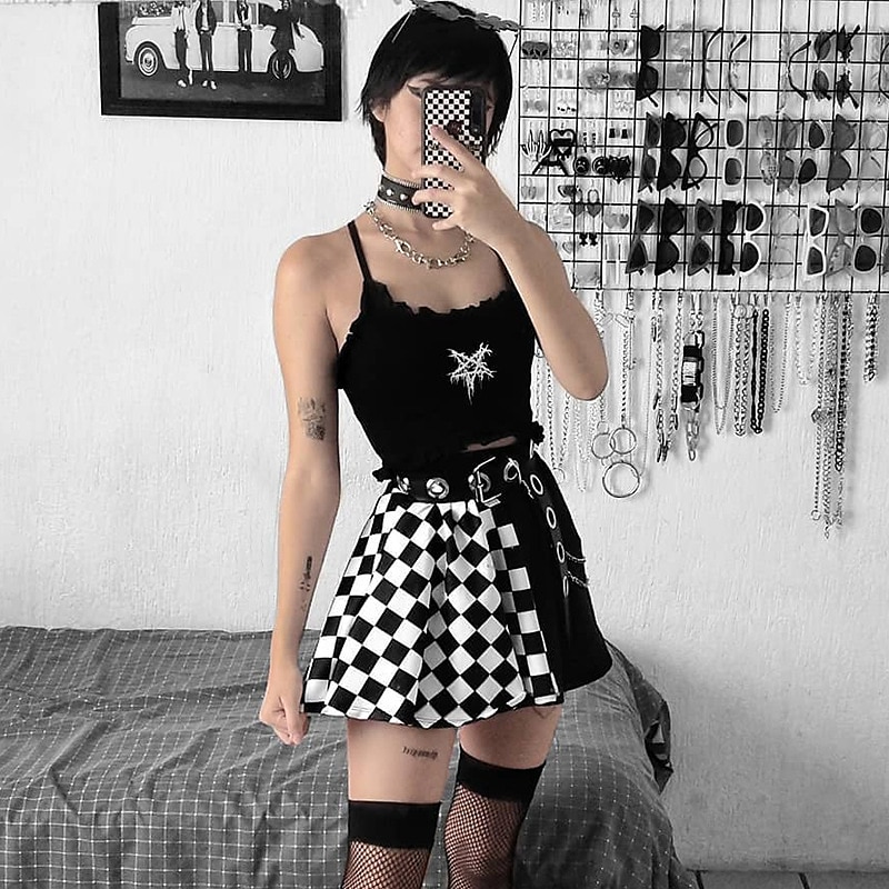 Vintage Punk & Gothic Masquerade Normal Goth Girl Plaid Checkered Fancy Dress Women's Event / Party Adults' Skirts Summer Spring 2026 - GBP £16 –P7