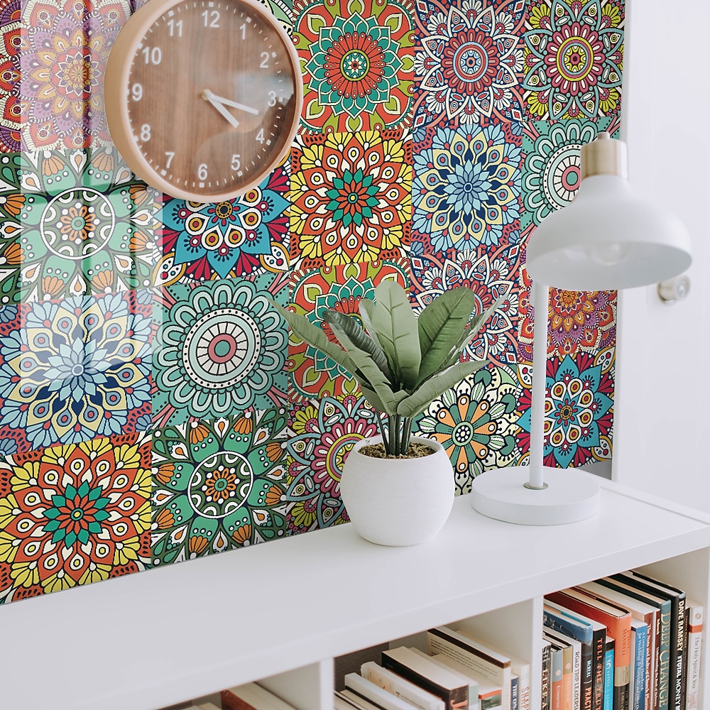 12/48db mandala stílusú csempe matricák, dekoratív vízálló csempe matricák, lehúzható és ragasztható vinil öntapadó falmatricák, konyhai fürdőszoba nappali bútorokhoz és fali dekorációhoz 2025 - $17.49 –P17