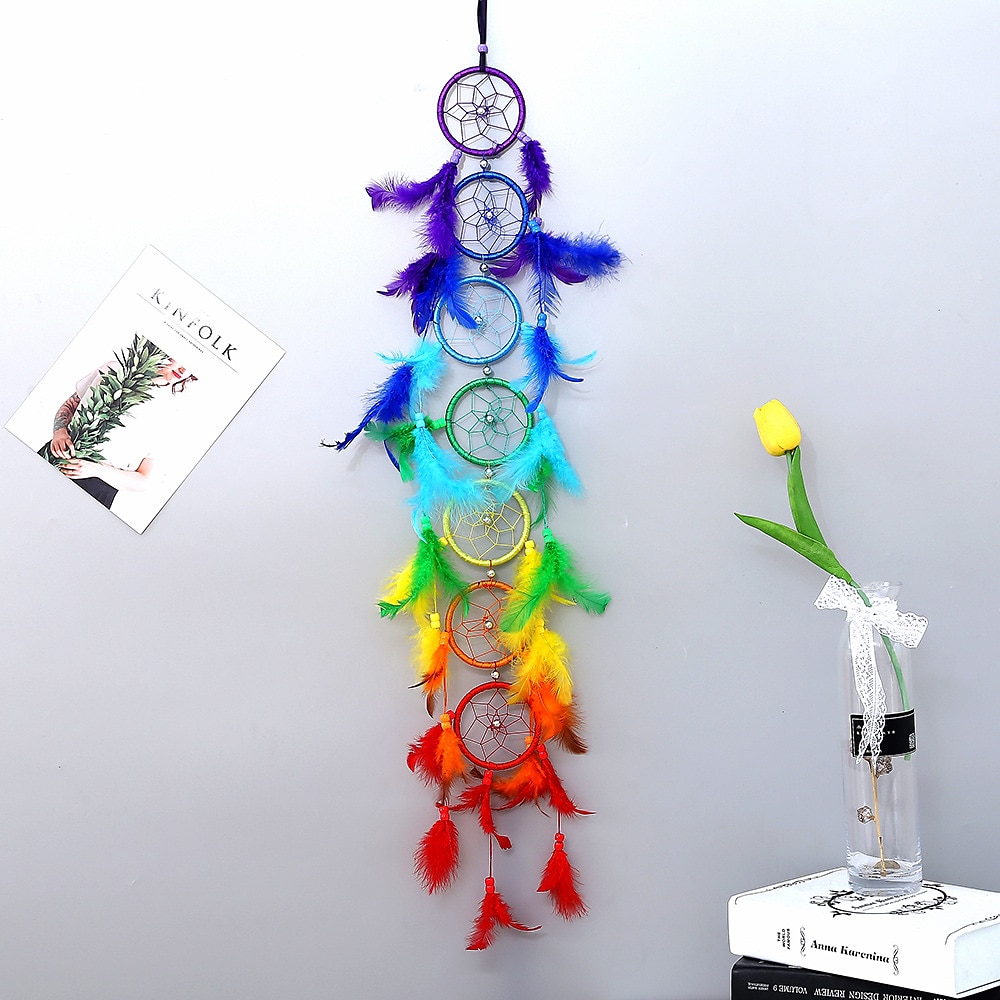 Boho łapacz snów ręcznie prezent ozdoba do powieszenia na ścianie ozdoba artystyczna rzemiosło koło pióro dla dzieci sypialnia festiwal weselny 80-85 cm) 2025 - $23.99 –P3