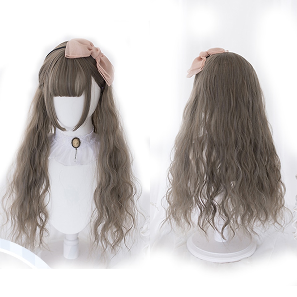 Długa Ombre Kolorowa Syntetyczna Peruka Cosplay Lolita Harajuku z Grzywką Naturalne Fale Różowa Fioletowa Niebieska Codzienna Peruka Halloween 2025 - $25.99 –P6