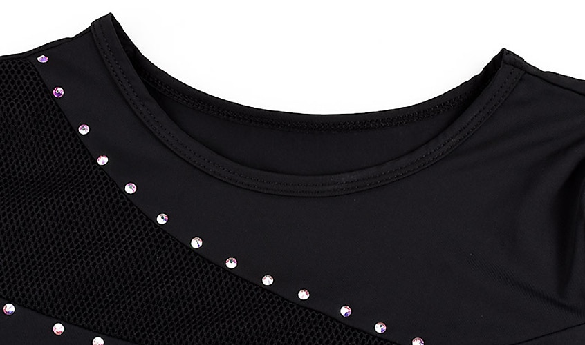 Latin Dance Dress Hollow-out Pure Color Splicing Women's Performance Training Half Sleeve High Nylon 2025 - $36.99 –P1