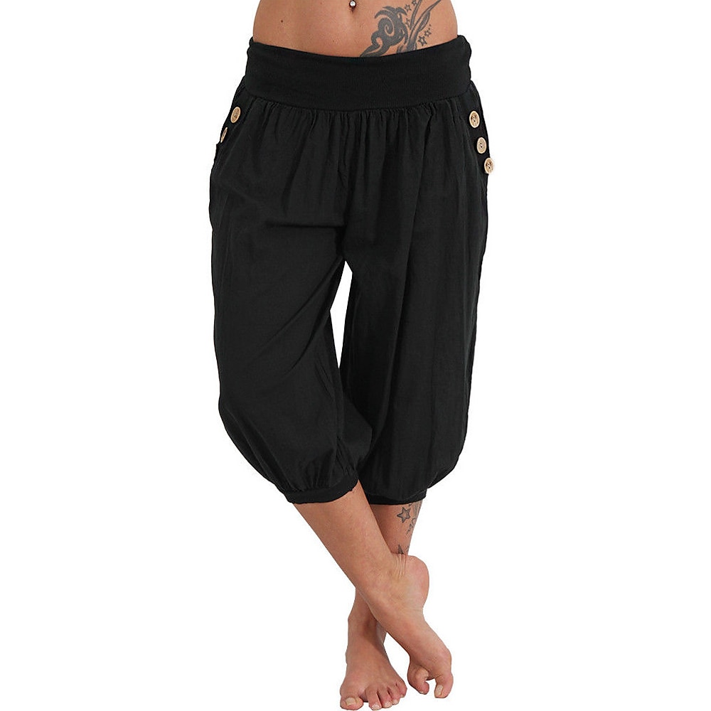 dámské kalhoty na jógu boční kapsy harémové kalhoty capri kalhoty spodky rychleschnoucí odvod vlhkosti lehký hippie boho světle modrý mandarinkový prášek bílý fitness posilovna cvičení pilates léto 2025 - $21.99 –P11