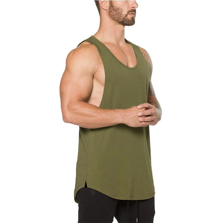 Men's Running Tank Top Workout Tank Sleeveless Vest / Gilet Summer Cotton Breathable Quick Dry Yoga Fitness Running Sportswear Activewear Black White Green 2026 - $13.99 –P12