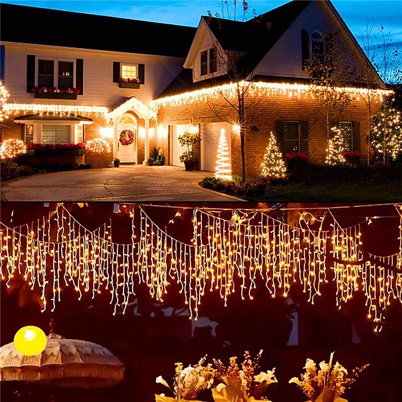 luz de cordão de pingente luz de decoração ip44 luz de férias ao ar livre luzes de cortina de gelo 3,5m 5m 96leds 216leds luz de corda flexível para ano novo decoração de festa de natal guirlanda iluminação colorida eu us plug de 2025 por $12.99 –P10