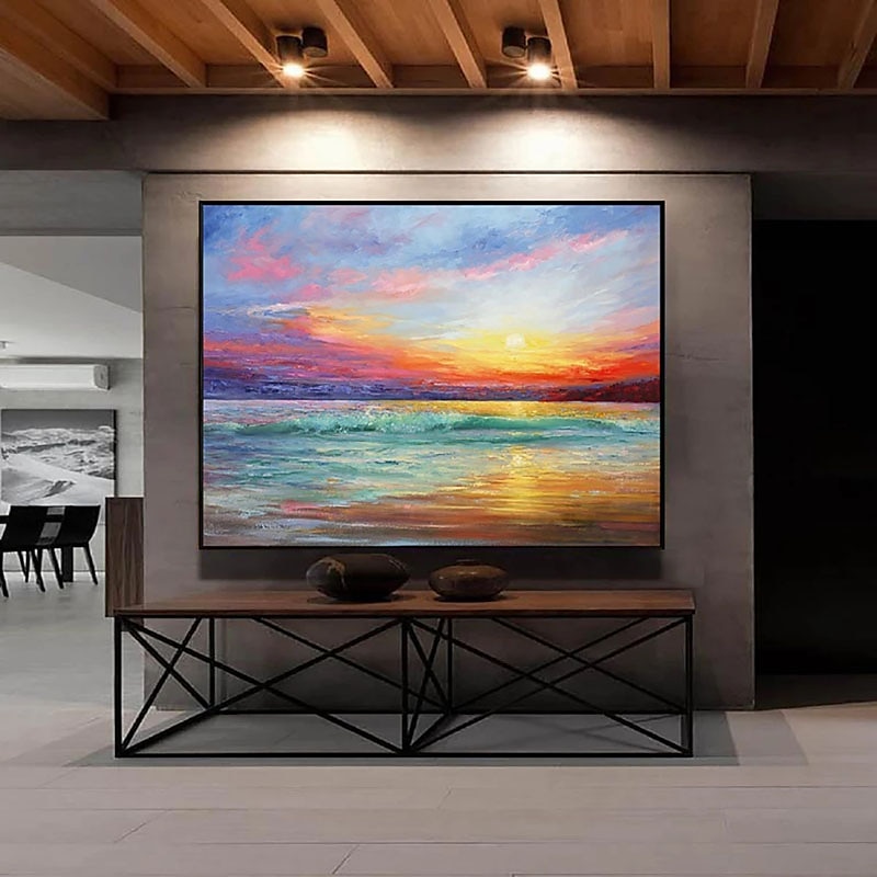 Oil Painting Handmade Hand Painted Wall Art Seascape Sunrise Abstract Bedroom Decoration Paintings Home Decoration Decor Stretched Frame Ready to Hang 2025 - GBP £188 –P7