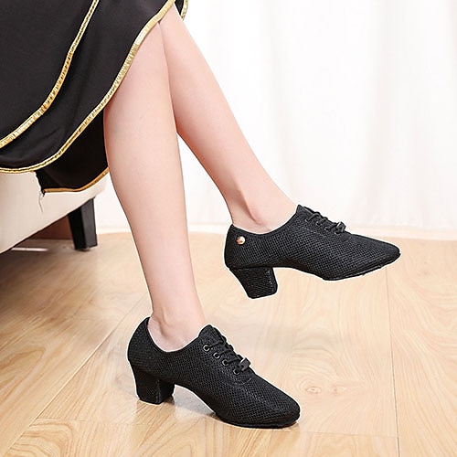 pantofi de dans jazz pentru damă, din plasă respirabilă, cu design cu șireturi și talpă confortabilă cu toc, pentru sală de bal și sesiuni de antrenament 2025 - $34.99 –P2