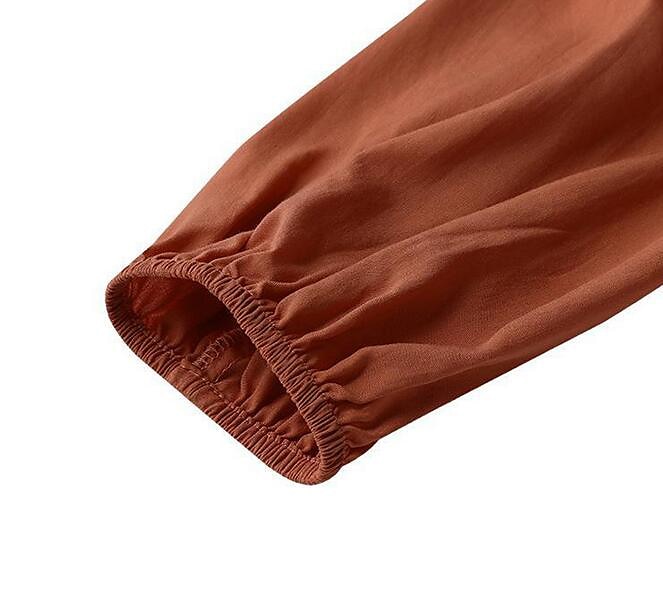 Mulheres Vestido Swing Vestido Longo Vestido Maxi Verde Escuro Marron Preto Manga Longa Cor imaculada Franzido Pregueado Patchwork Outono Primavera Decote V Boho Casual Vestido de outono Manga de 2025 por $33.99 –P4