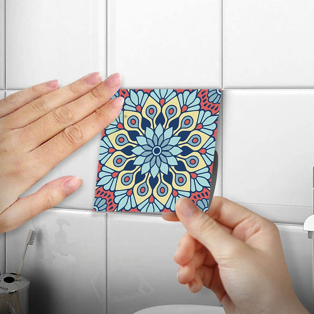 12/48db mandala stílusú csempe matricák, dekoratív vízálló csempe matricák, lehúzható és ragasztható vinil öntapadó falmatricák, konyhai fürdőszoba nappali bútorokhoz és fali dekorációhoz 2025 - $17.49 –P19