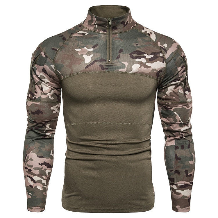 Herr Stridskjorta Jakt-T-shirt med kamouflagemönster Taktisk militärskjorta Kamouflage Långärmad Utomhus Vår Höst Snabb tork Svettavvisande Bekväm Andningsfunktion Överdelar Polyester Camping 2025 - $18.49 –P5