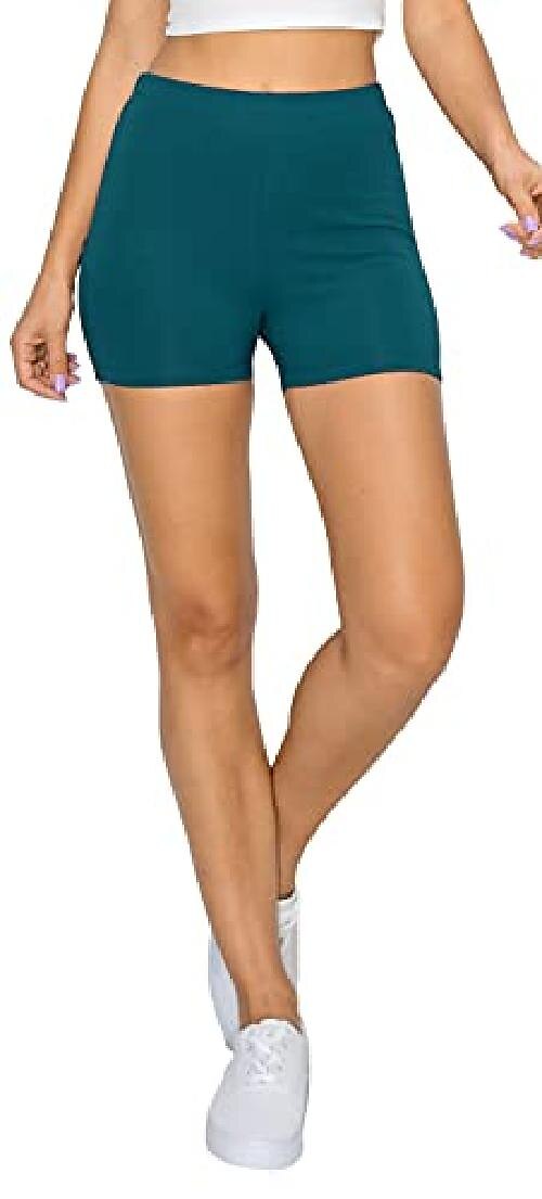 LASLULU Womens Workout Running Shorts Double Layer Yoga Athletic Shorts Elastic Waist Sports Shorts with Pockets