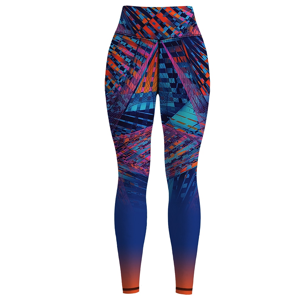 Жен. Леггинсы Sports Gym Leggings Штаны для йоги Спандекс Синий Укороченные леггинсы Геометрия Утягивание живота Подтяжка Одежда Одежда Йога Фитнес Тренировка в тренажерном зале Бег / Эластичность 2026 - $18.99 –P3