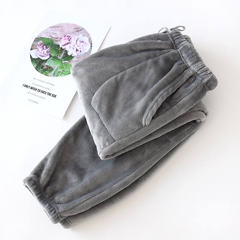 Herr Vardagsklädsel Pyjamasbyxor i flanell Sovkläder Lounge Byxor Ren färg Mode Enkel Hem Säng Polyester Byxa Elastisk midja Vinter Höst Svart Blå 2025 - $20.99 –P3