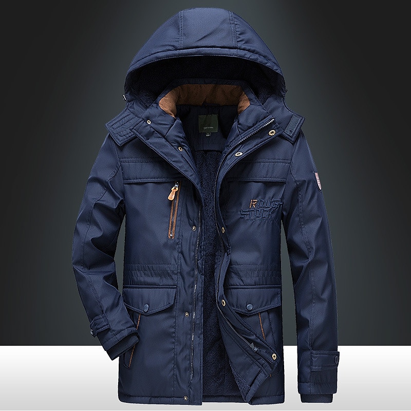 Herren Wintermantel puffer jacket Winterjacke Tasche Full Zip Outdoor Täglich Lang Sport Brautkleider schlicht warm Atmungsaktiv Herbst Winter Feste Farbe Schwarz Armeegrün Königliches Blau Khaki 2025 - $88.99 –P2