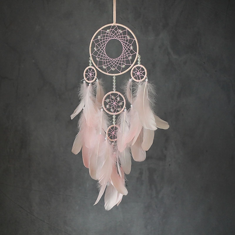 Dream Catcher Handmade Gift  with 5 Circles Feather Bead Flower Wall Hanging Decor Art Boho Style 16*70cm 2025 - $15.99 –P3