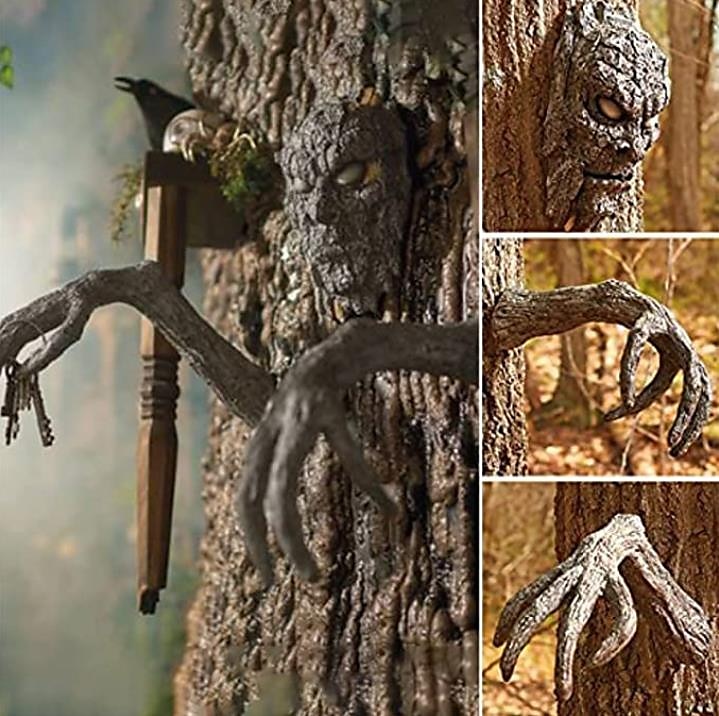 halloween stand alone rinde gesicht baum monster gesichts make-up gesichtszüge dekorationen ostern kreative requisiten 2025 - $54.99 –P1