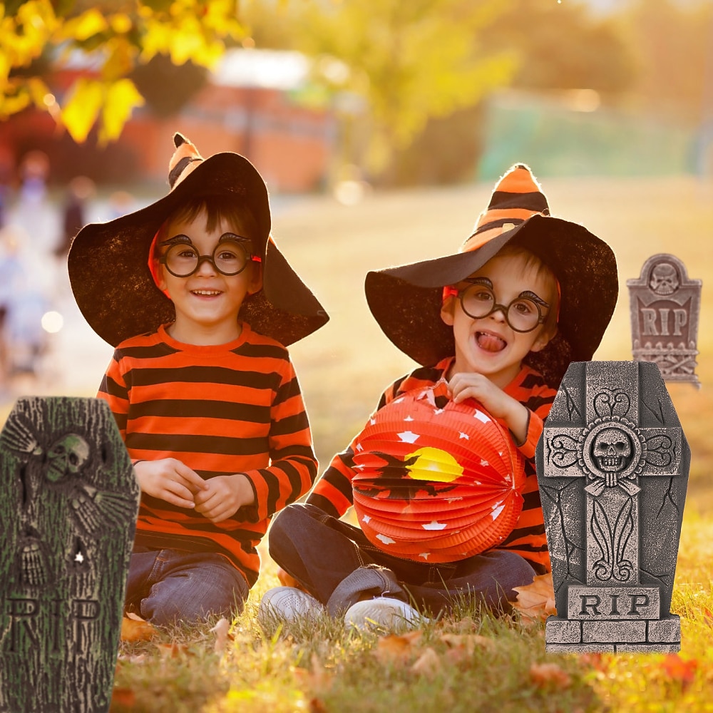 5ks halloweenských náhrobních dekorací realistické a opakovaně použitelné strašidelné dekorace na dvorek a doplňky 2025 - $12.49 –P6