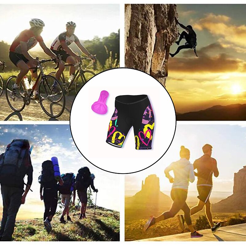 Dámské Srdce Cyklo kraťasy Jezdit na kole Kraťasy Kalhoty Horská cyklistika Silniční cyklistika Sportovní 3D podložka Rychleschnoucí Yumuşak Reflexní pásky Fialová Spandex Oblečení Cyklistick 2025 - $27.99 –P11