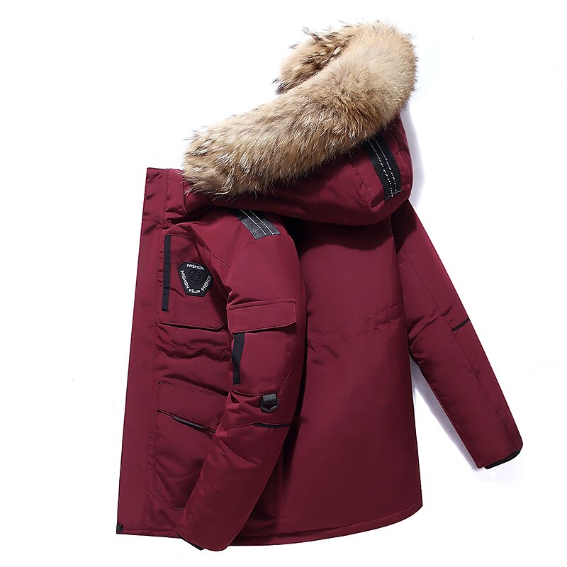 Herren Wintermantel Winterjacke Daunenjacke 90% weiße Entendaunen Windundurchlässig Warm Winter Schwarz Weiß Rote Pufferjacke 2025 - $72.99 –P3