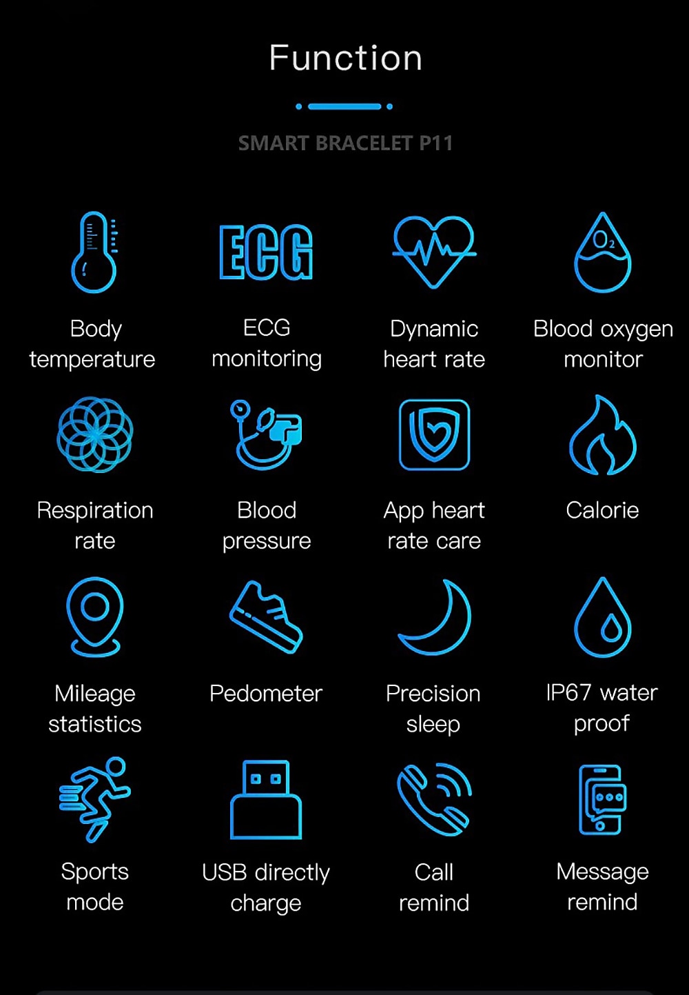 P11 PLUS Умные часы 0.96 дюймовый Умные браслеты ЭКГ + PPG Педометр Напоминание о звонке Фитнес-трекер Датчик для отслеживания активности Совместим с Android iOS IP 67 Женский Мужчины 2025 - $47.99 –P4