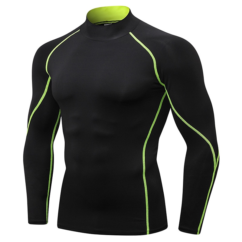 Men's Compression Shirt Running Shirt Long Sleeve Base Layer Summer Breathable Quick Dry Moisture Wicking Power Flex Fitness Gym Workout Running Sportswear Activewear Dark Grey Black White 2025 - $16.49 –P15