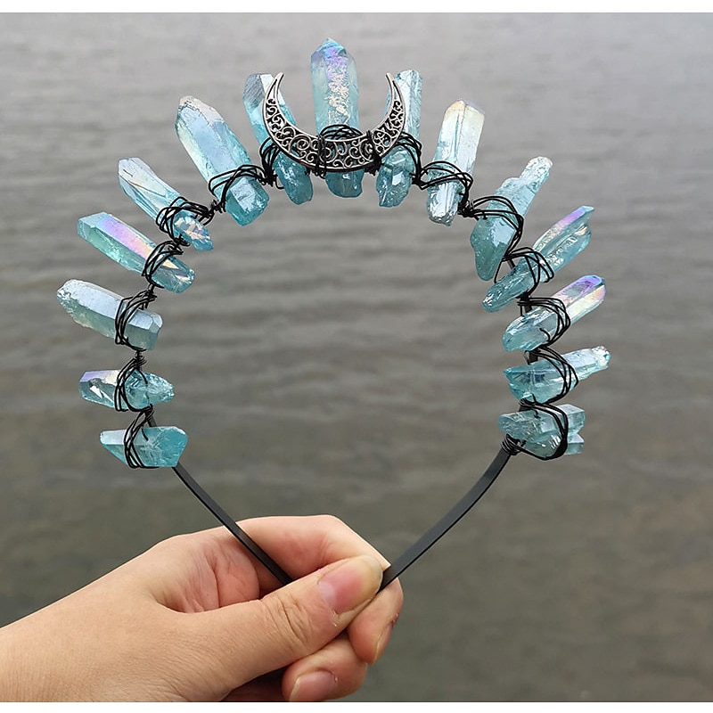 1 pièce galvanoplastie multicolore vert lune wicca assistant couronne bandeau bleu foncé noir bandeau eau de 2025 ? $24.99 –P4