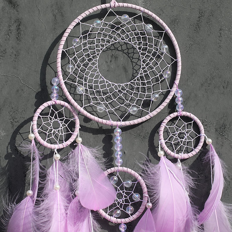 Dream Catcher Handmade Gift  with 5 Circles Feather Bead Flower Wall Hanging Decor Art Boho Style 16*70cm 2025 - $15.99 –P9