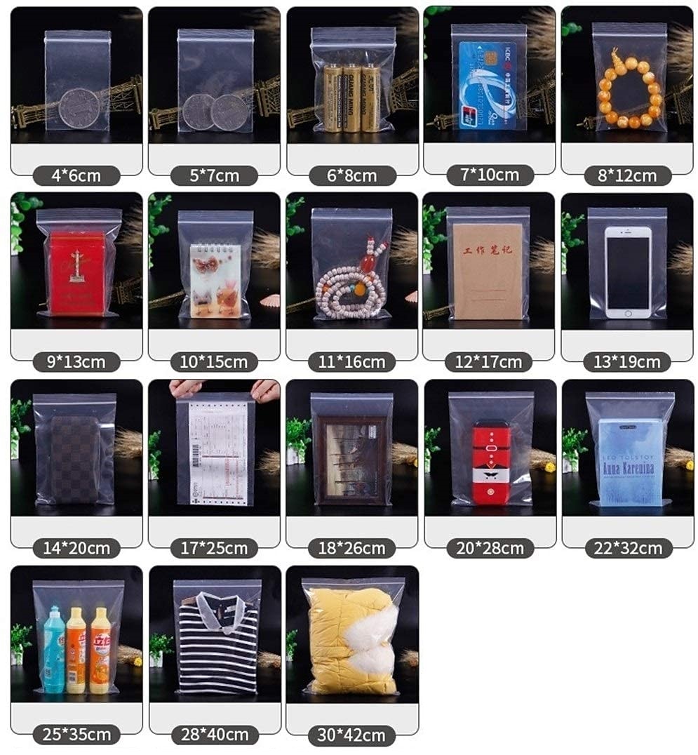 100 kpl kirkas vetoketjupussi muovipakkauspussit sulkuvetoketju muovipussit korut ruoka vetoketjullinen säilytyspussi 2026 - $11.49 –P5