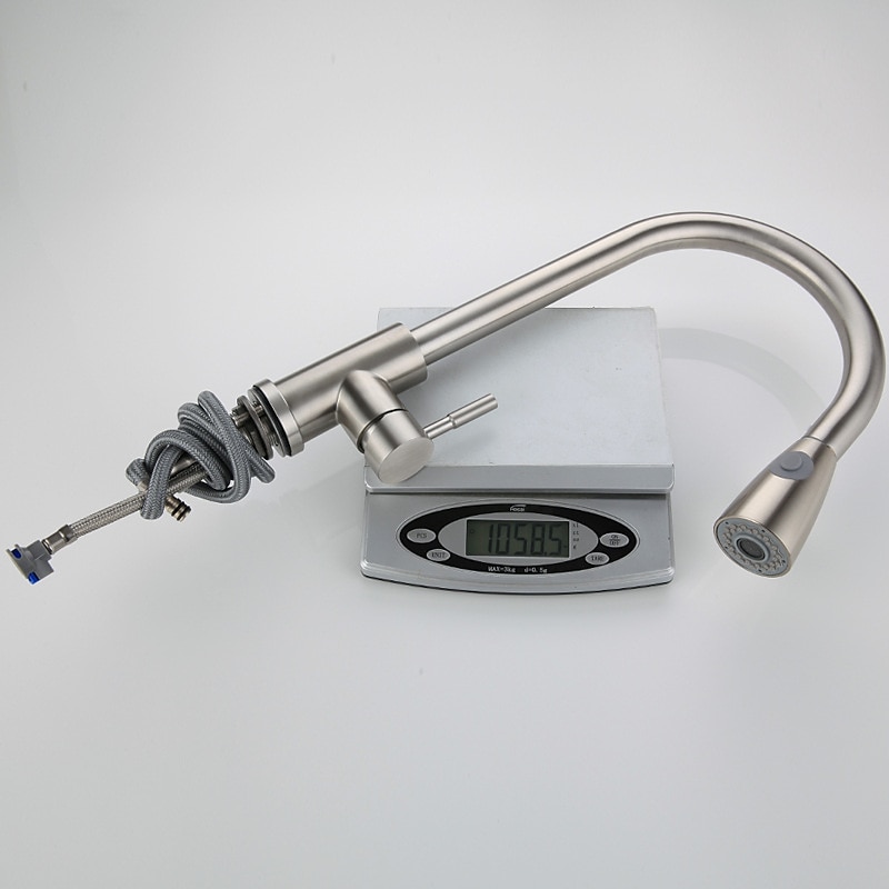 Baterie pentru chiuvetă de bucătărie cu pulverizare extrasă montată pe puntea de pulverizare, oțel inoxidabil 304 robinete pentru vas de bucătărie rotative 360 pentru chiuveta de spălat legume nichel periat negru 2025 - $64.99 –P1