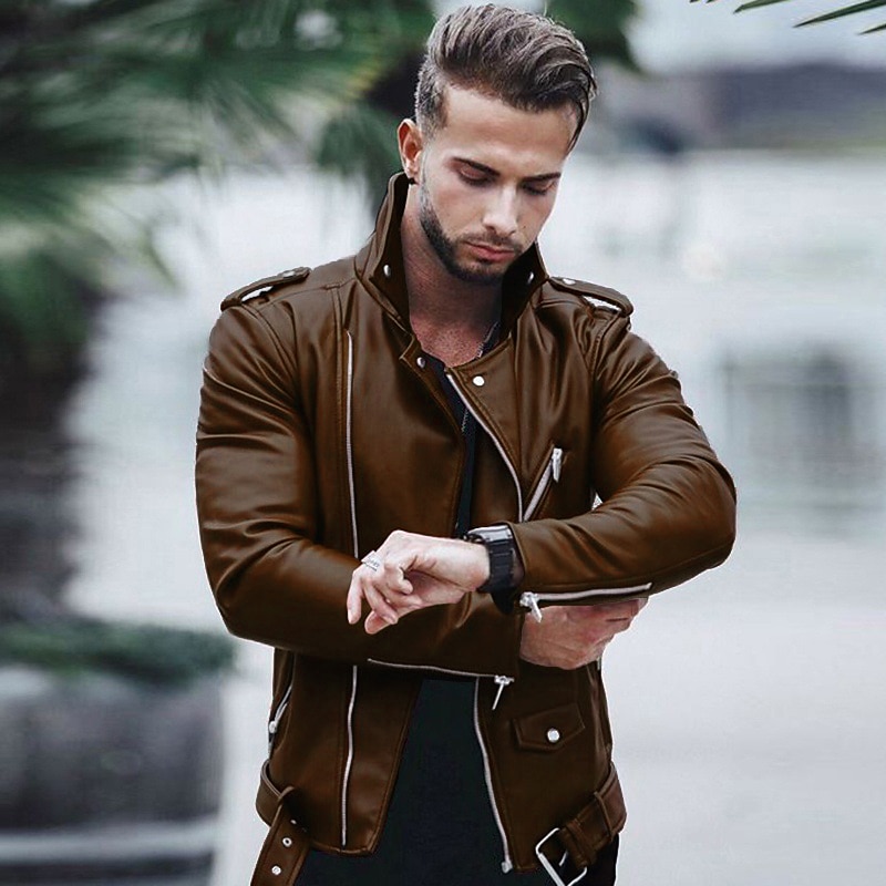 Per uomo Giubbotto Giacca di pelle sintetica Giacca da motociclista Giacca da moto Attività commerciale Giornaliero Tenere al caldo Antivento Tasche Autunno Tinta unica Streetwear Lavoro Collo del 2026 a $57.99 –P7