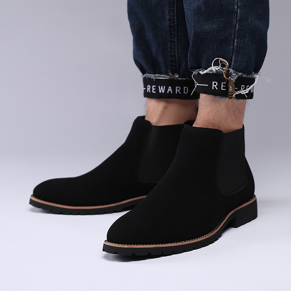 Men's Boots Chelsea Boots Casual Classic Daily PU Booties / Ankle Boots Black Khaki Brown Fall Winter 2023 - AED 190.99 –P6