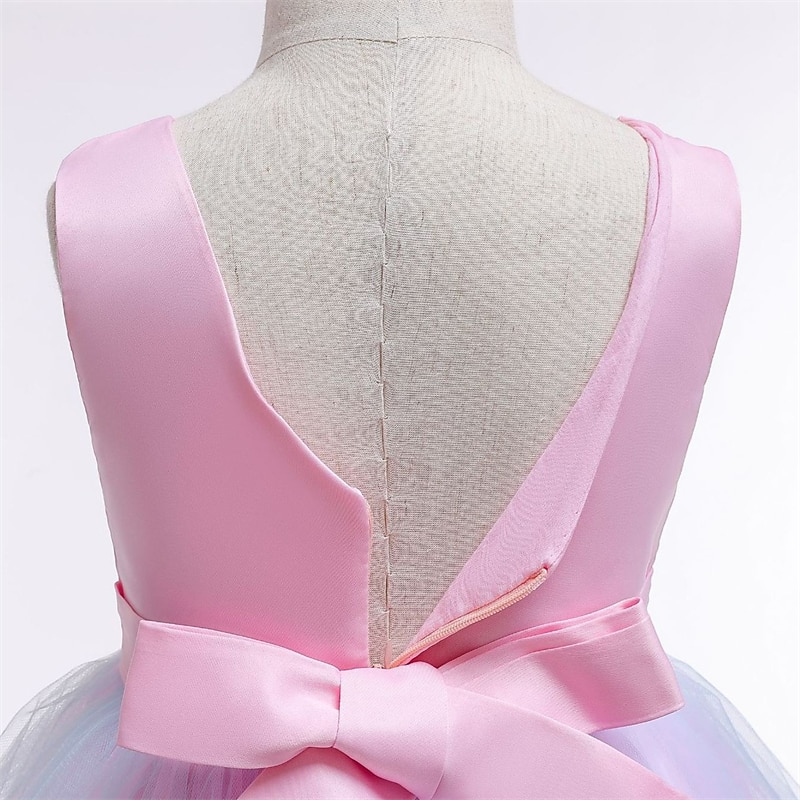 Kids Girls' Dress Lace Floral Party Blue Purple Blushing Pink Cotton  Elegant Colorful Dresses All Seasons 3-12 Years 2026 - GBP 27