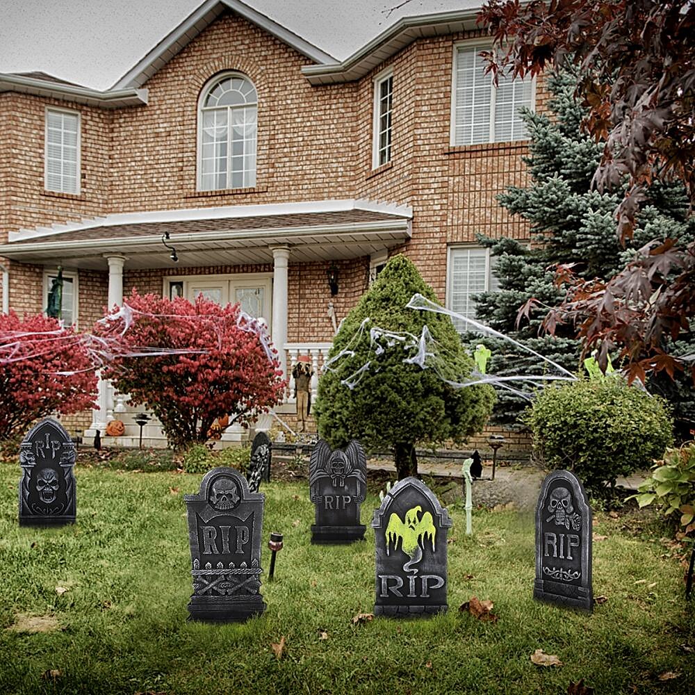 5ks halloweenských náhrobních dekorací realistické a opakovaně použitelné strašidelné dekorace na dvorek a doplňky 2025 - $12.49 –P2