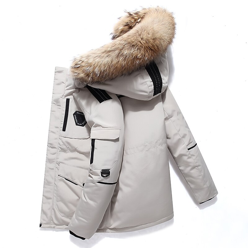 Herren Wintermantel Winterjacke Daunenjacke 90% weiße Entendaunen Windundurchlässig Warm Winter Schwarz Weiß Rote Pufferjacke 2025 - $72.99 –P1