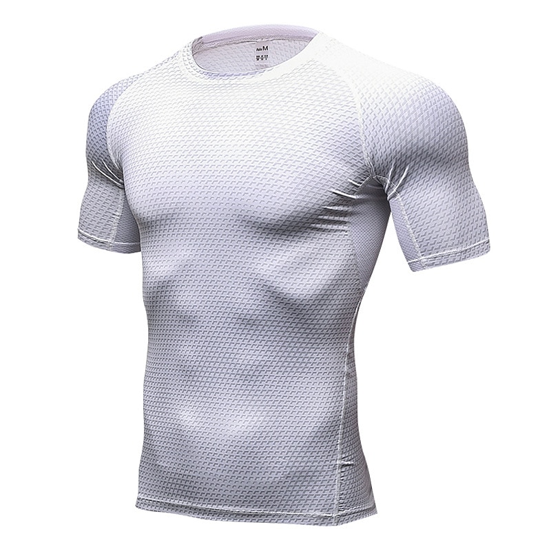 2025年 男性用 コンプレッション・シャツ ランニングＴシャツ 半袖 Tシャツ 高通気性 速乾性 吸汗性 フィットネス ジムトレーニング ランニング スポーツウェア アクティブウェア 3D印刷 ブラック ホワイト レッド  コレクション – $15.49 –P16