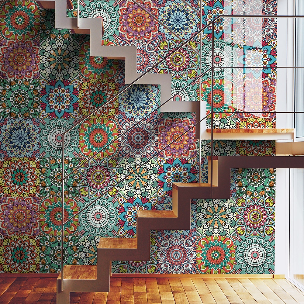 12/48db mandala stílusú csempe matricák, dekoratív vízálló csempe matricák, lehúzható és ragasztható vinil öntapadó falmatricák, konyhai fürdőszoba nappali bútorokhoz és fali dekorációhoz 2025 - $17.49 –P10