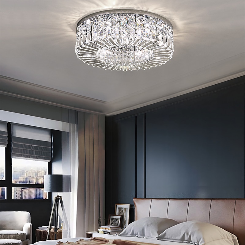 50cm 60cm 80cm luces de techo cristal diseño de círculo único araña de metal morden lujo estilo nórdico dormitorio sala de estar araña led 110-120v 220-240v 2025 - $601.99 –P5