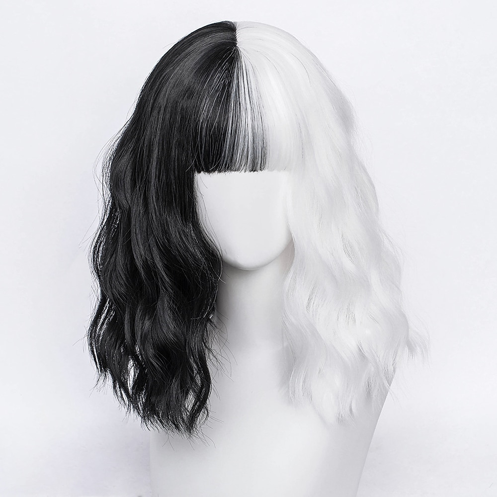 Parrucche Cosplay Nero Bianco Ambra Ondulato Capelli Sintetici Corto Parrucche Per donna Parrucche Per la festa del 2026 a $17.99 –P4