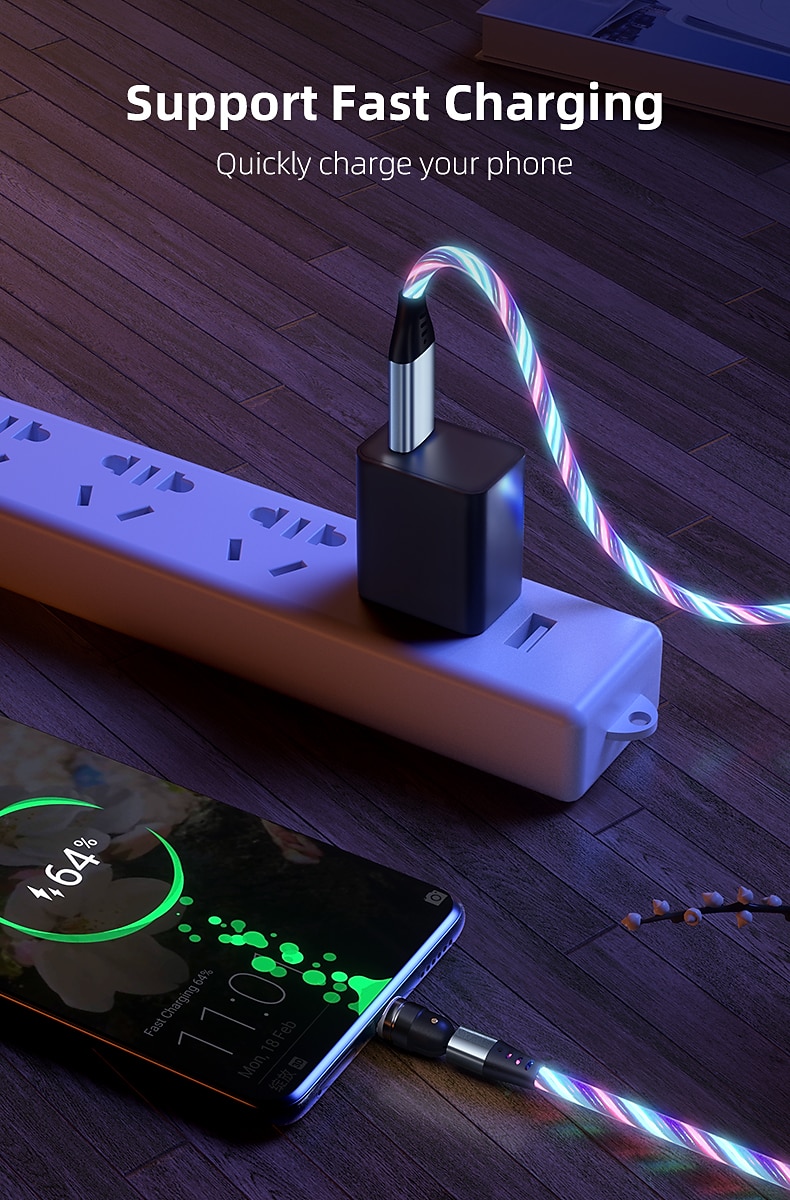 Универсальный зарядный кабель 3,3 фута 6,6 футов USB A на Lightning/микро/USB C 3 A Кабель для зарядки Быстрая зарядка 3 в 1 Магнитный Вращение на 540° Назначение Samsung Xiaomi Huawei 2025 - $18.99 –P4