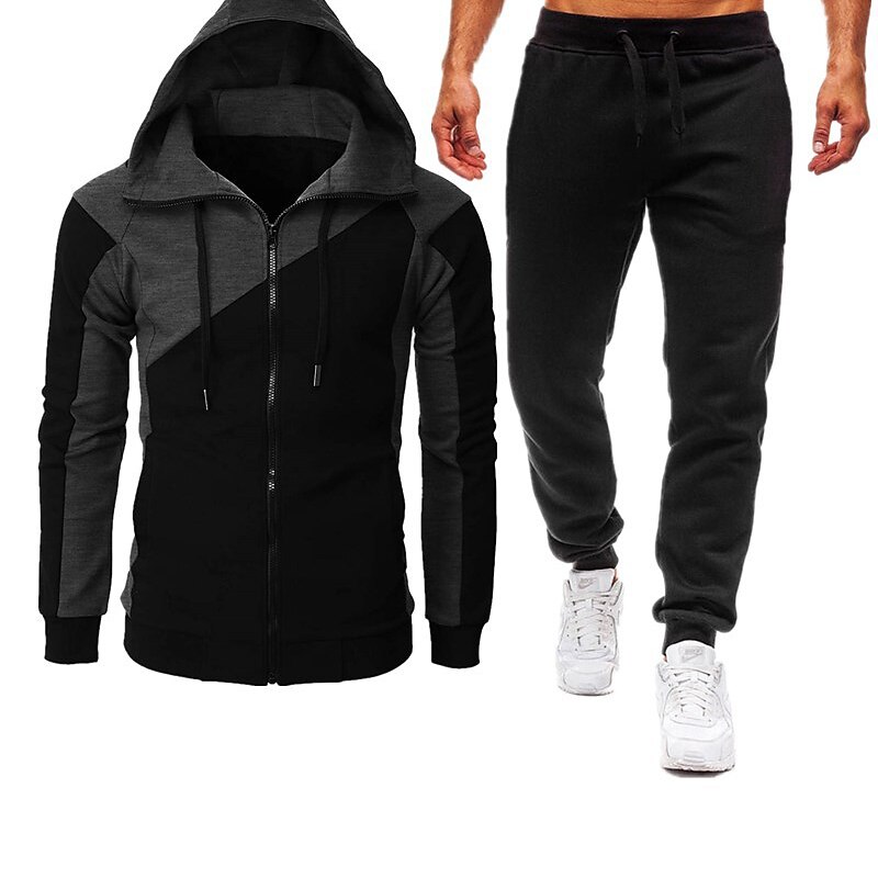 Homens Moletom Moletom zip Up com capuz Jaqueta de suor Vermelho Vinho Preto Vermelho Azul Cinzento Claro Com Capuz Bloco de cor Patchwork Zíper Desportos e Ar livre Legal Casual Indispensável para de 2025 por $30.99 –P4