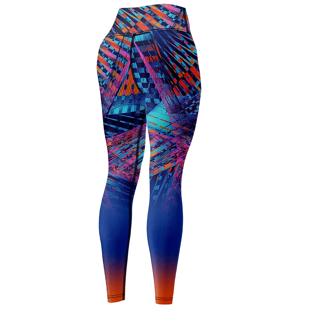 Жен. Леггинсы Sports Gym Leggings Штаны для йоги Спандекс Синий Укороченные леггинсы Геометрия Утягивание живота Подтяжка Одежда Одежда Йога Фитнес Тренировка в тренажерном зале Бег / Эластичность 2026 - $18.99 –P6