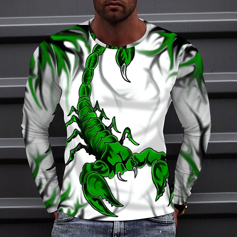 Homme Animal Scorpion T-shirt manche longue T-shirt Col rond Chemise Sports Mode Vêtements de sport Extérieur Vacances Rue Noir Blanche Jaune Automne Vêtement Tenue S M L XL XXL XXXL 4XL de 2026 ? $21.99 –P2